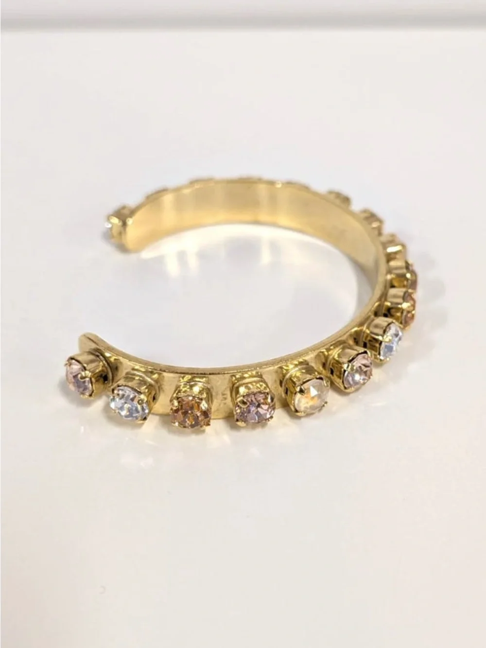 TOVA Elegant Gold Crystal Cuff Bracelet — Gold and Clear Crystals
